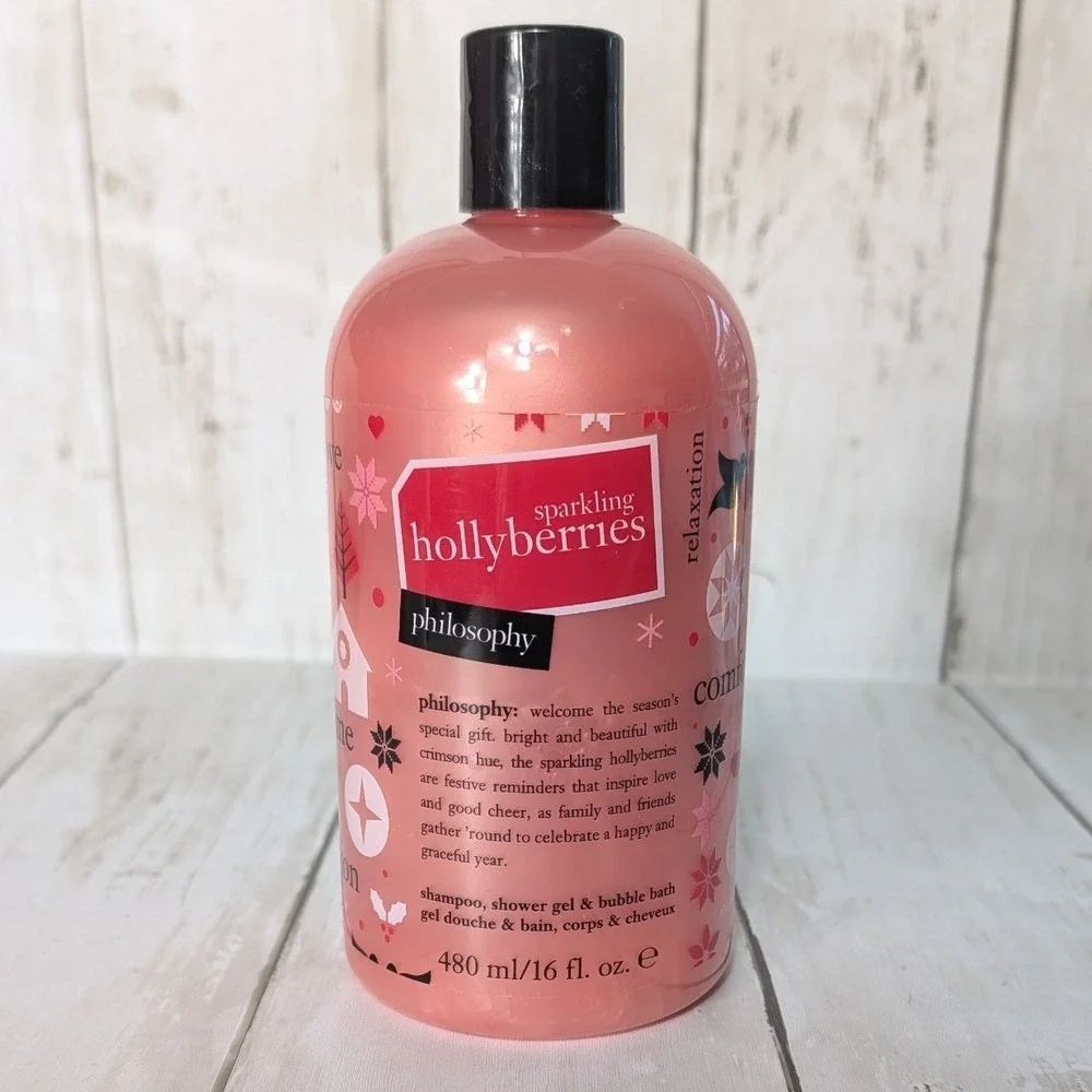 Philosophy Sparkling Hollyberries Shampoo Shower Gel Bubble‎ Bath 16oz SEALED
